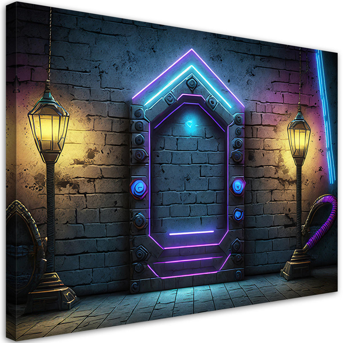 WANDBILD portal neon abstraktion - Lila, Textil (60/40cm) - Feeby