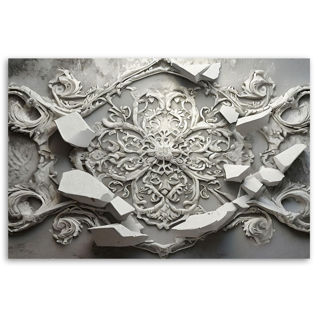 KUNSTDRUCK Silber 90/60 cm - Silberfarben, Textil (90/60cm) - KUNSTLOFT