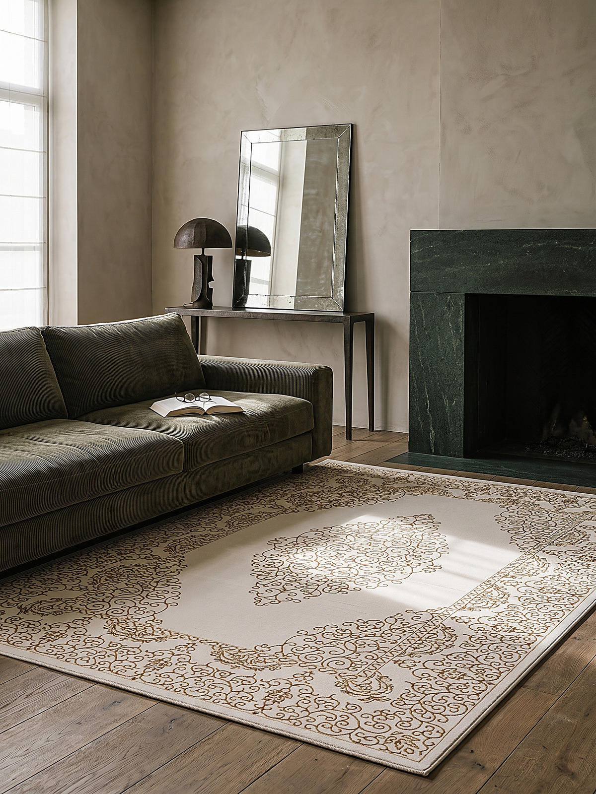 TEPPICH Kurzflor ERESMA Orient-Medaillon Polyester Creme 160 x 230 cm - Creme, Textil (160/230cm) - KADIMA DESIGN
