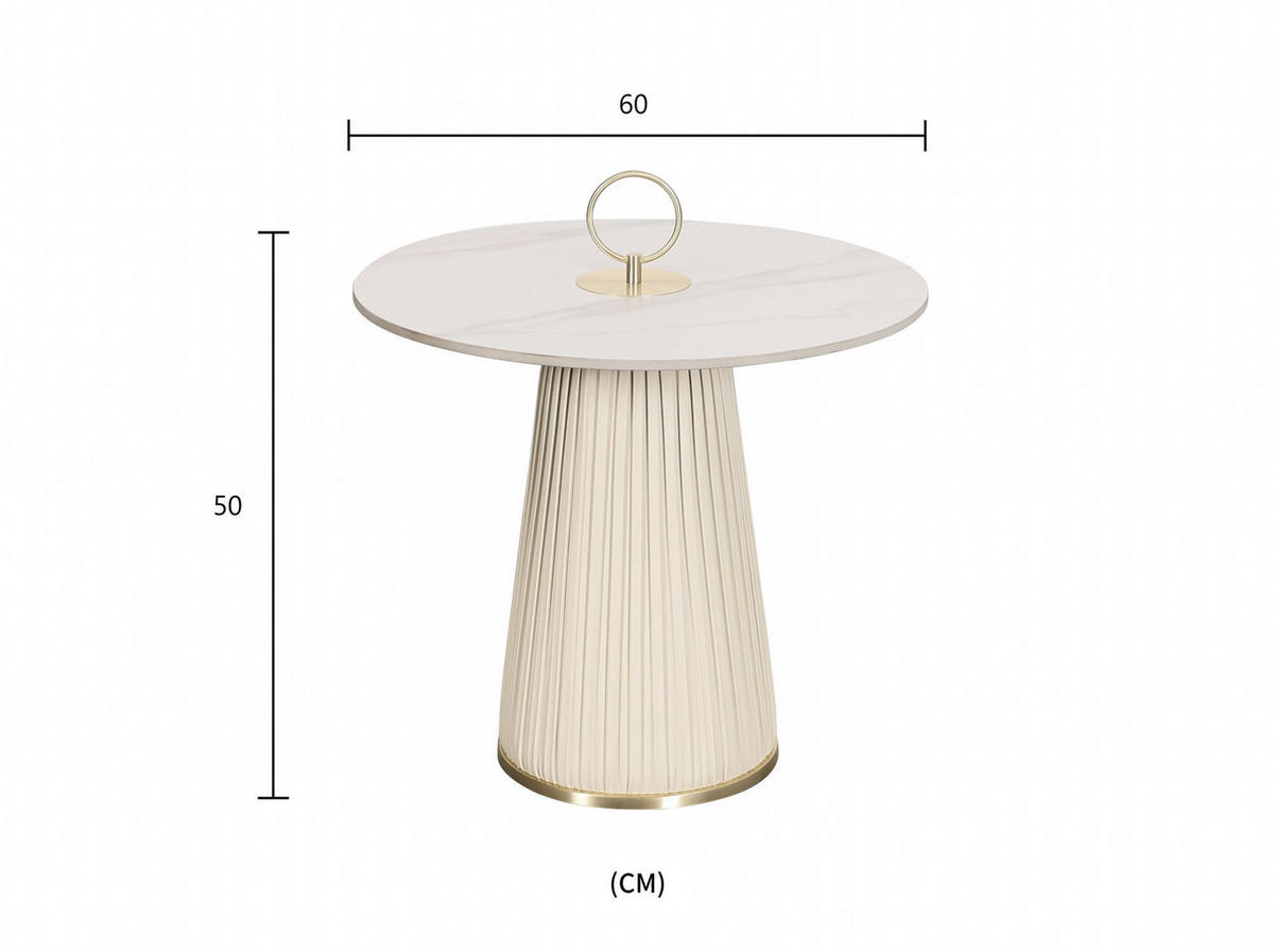 BEISTELLTISCH MODIG Weiß 60x60x50 cm - Weiß, Stein (60/60/50cm) - FURNLUX