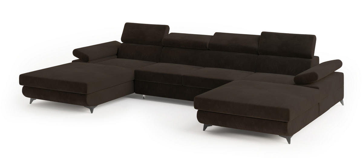 ROHOVÁ SEDAČKA DETTI hnědá - černá/hnědá, kov/dřevo (339/190cm) - MASSENO