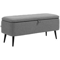 SITZBANK mit Stauraum Polsterbank mit Leinenoptik, Sitztruhe mit Stahlbeine - Grau, Kunststoff (40/44/102cm) - HOMCOM