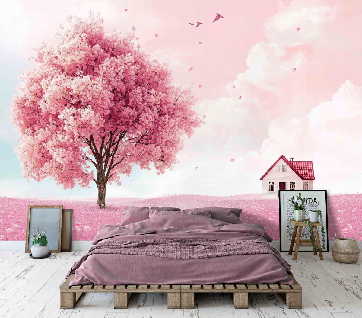 FOTOTAPETE Kinderzimmer Mädchen Baum 250x175 - Multicolor, Papier (250/175cm) - Wallarena