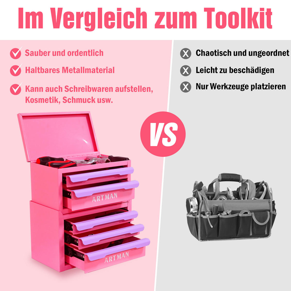 KOMBINATIONSKOFFER – Violett-Rosa, 2+3 Ebenen - Multicolor, Metall (15.8/32/28.5cm) - DCA