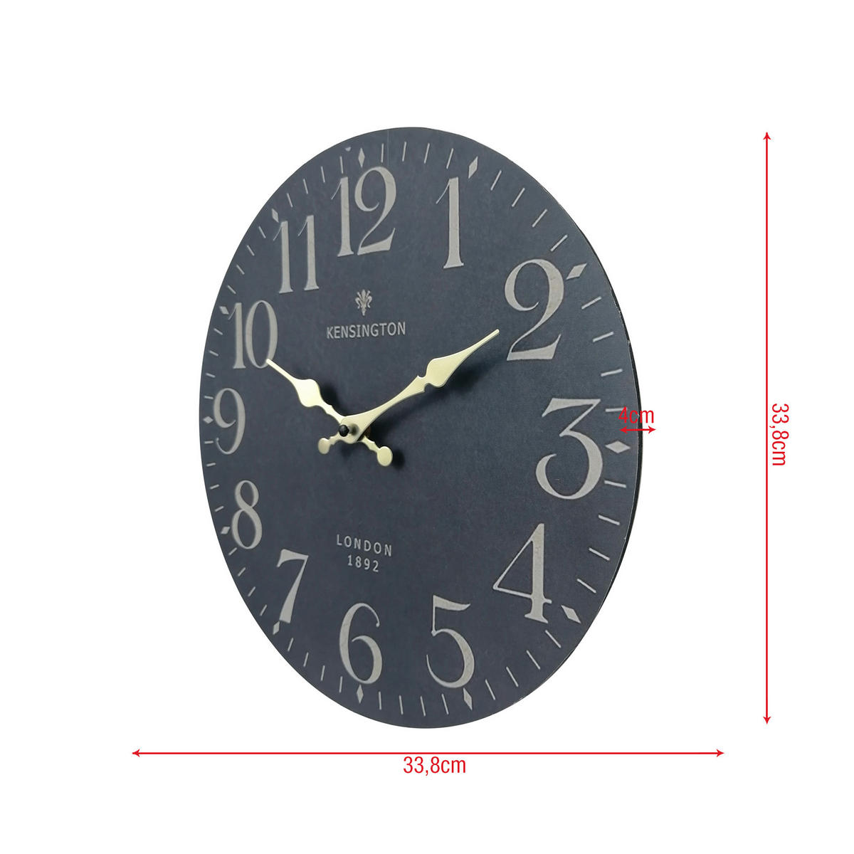 WANDUHR Schwarz 4/34/34 cm - Schwarz, Holzwerkstoff (4/34/34cm) - Mobili Rebecca