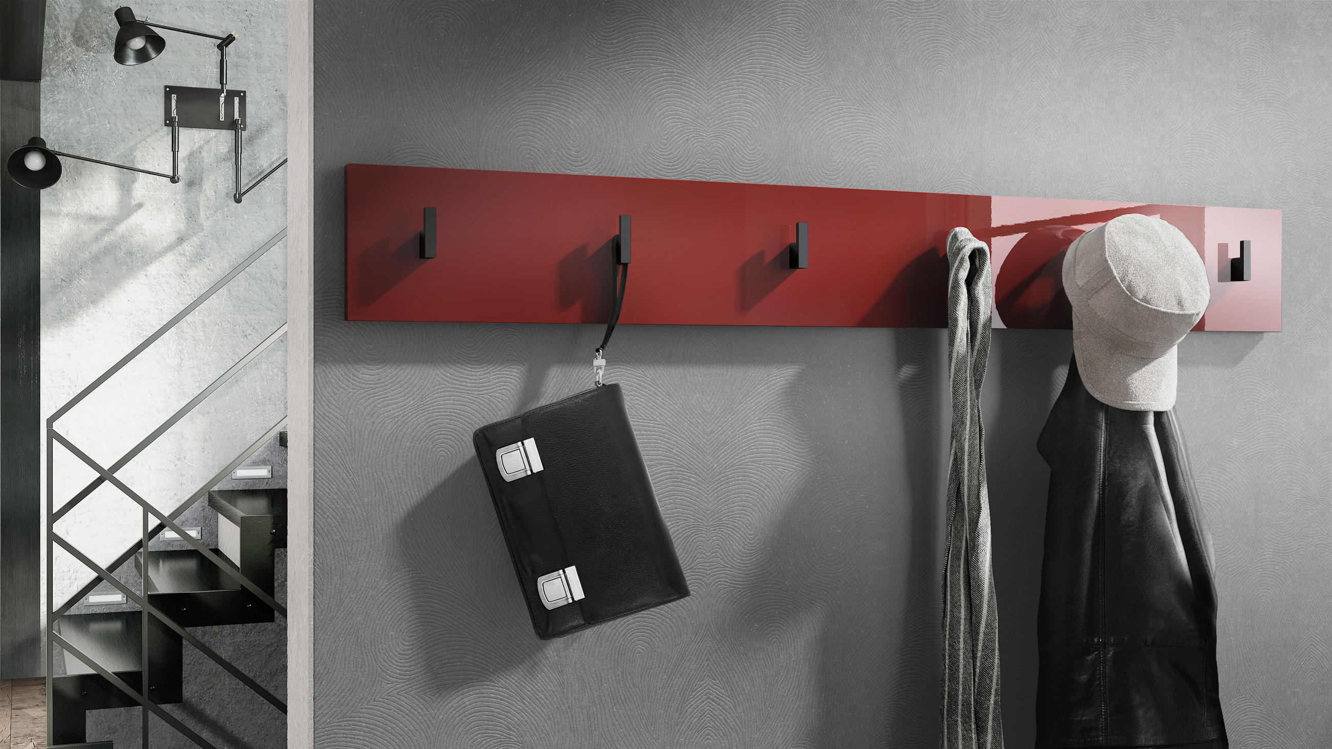 GARDEROBENPANEEL Linea Bordeaux Hochglanz - Bordeaux, Holzwerkstoff (110.5/14.5/3.5cm) - Vladon