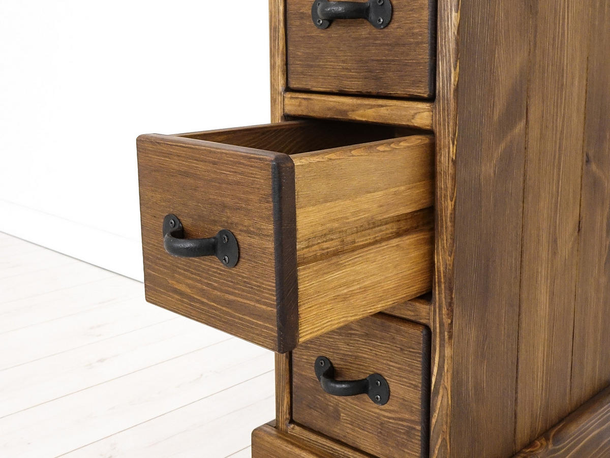 NACHTTISCH aus Massivholz Rustyk 1 - Dunkelbraun/Schwarz, Holz (29/69/40cm) - Seart