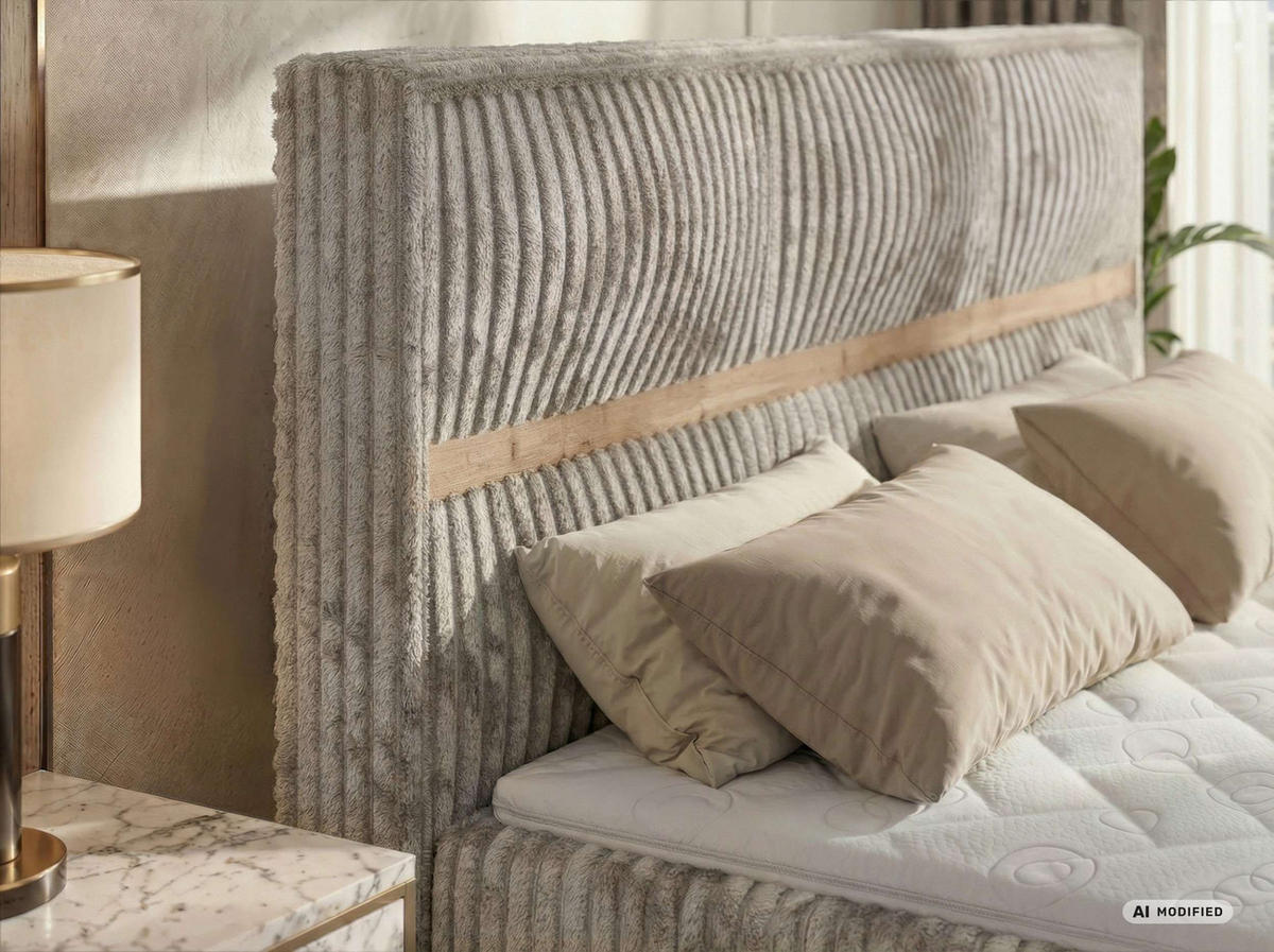 POSTEL BOXSPRING ORVO KING 140/200 - Světle hnědá Manšestr - Topper T25 - H4 - černá/světle hnědá, textil/plast (140/200cm) - MKS