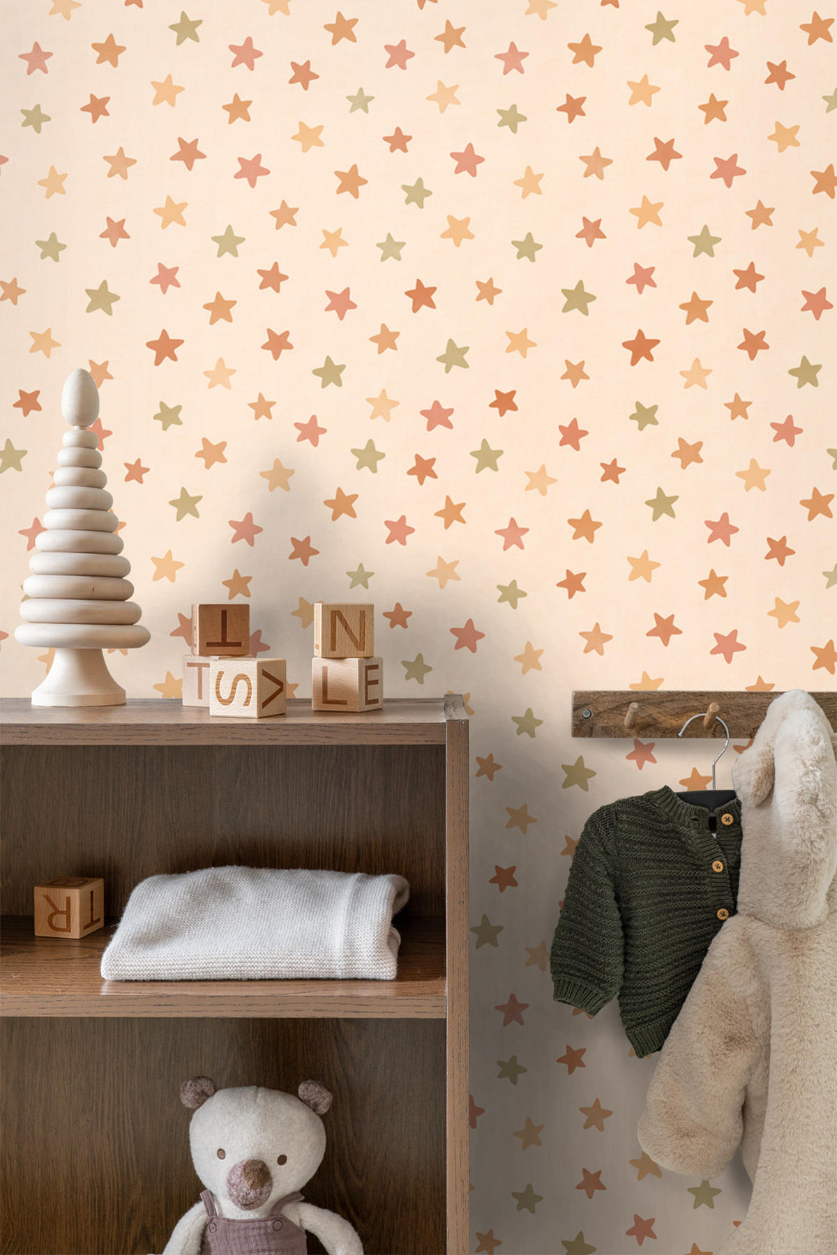 TAPETE kleine Sterne 50 x 900 cm - Orange, Papier (50/0.1cm) - ESTAhome
