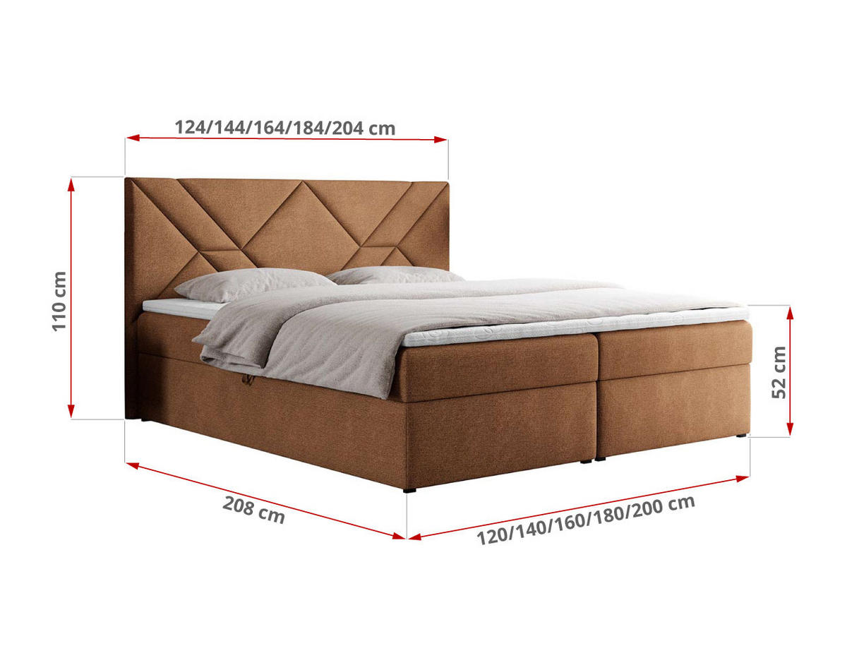 BOXBETT NEOMI 120/200 - Orange Strukture - H3 - Visco - Orange, Holz/Textil (120/200cm)