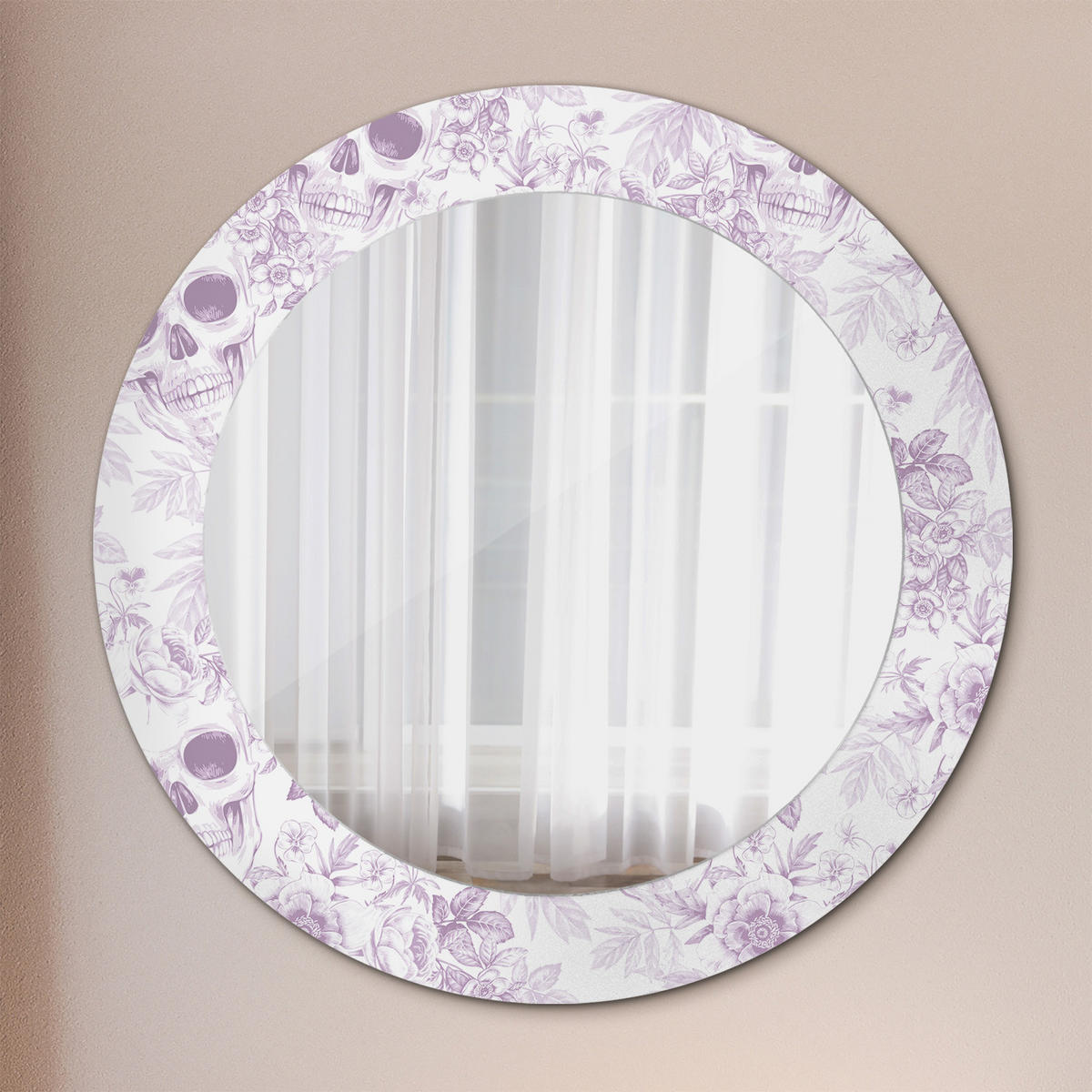 SPIEGEL Rund Ø 60 cm mit Aufdruck - Violett, Glas (60/60/0.4cm) - Wallfluent