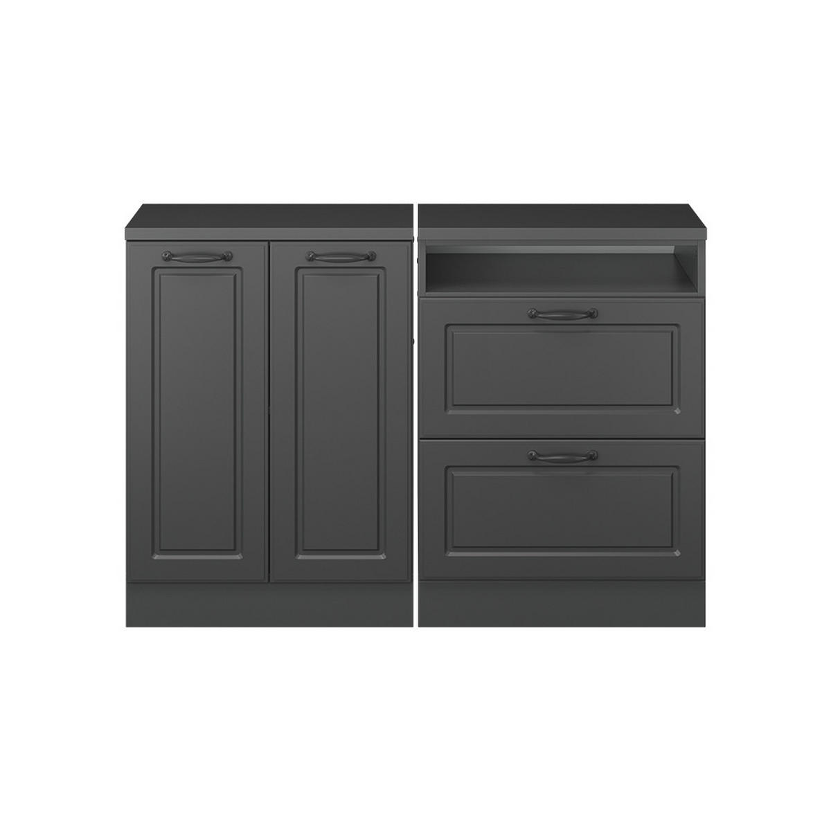 KUHINJSKI ORMAR ZA KOSINE KROVA R-Line Antracit u rustikalnom stilu 120 cm Set od 2 korpusa ormara, dubina 60 cm - antracit, drvni materijal (120/83.8/60cm) - Vicco