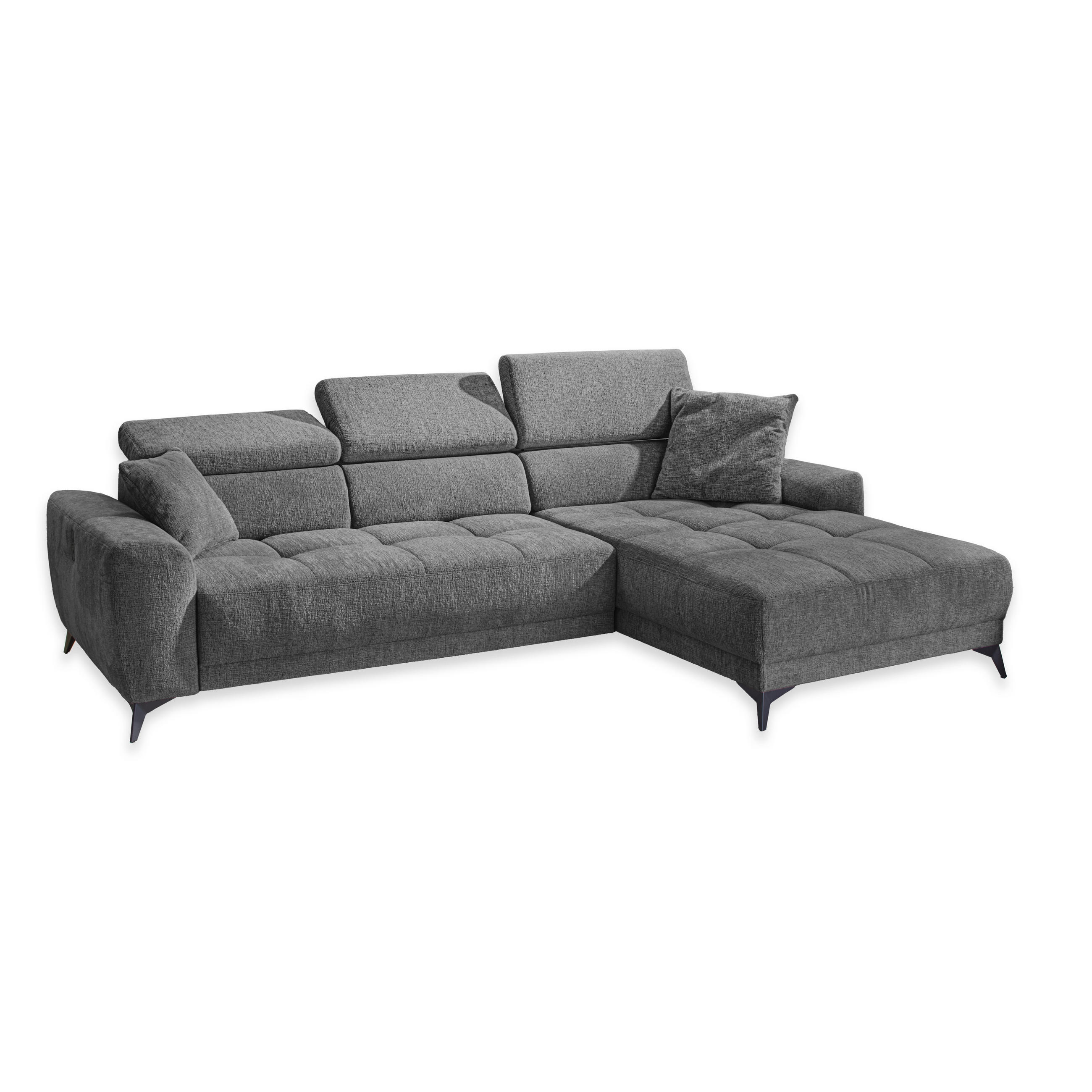 luma-home ROHOVÁ POHODA s elektrickým nastavením hloubky sedáku, nastavitelnými opěrkami hlavy, 299 × 200 × 107 cm (Š×H×V), žinylka tmavě šedá / 15421