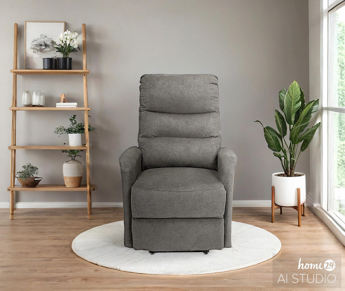 FERNSEHSESSEL mit Aufstehhilfe - Microfaser / Metall - Grau / Schwarz - Grau, Textil/Metall (74/109/84cm) - home24