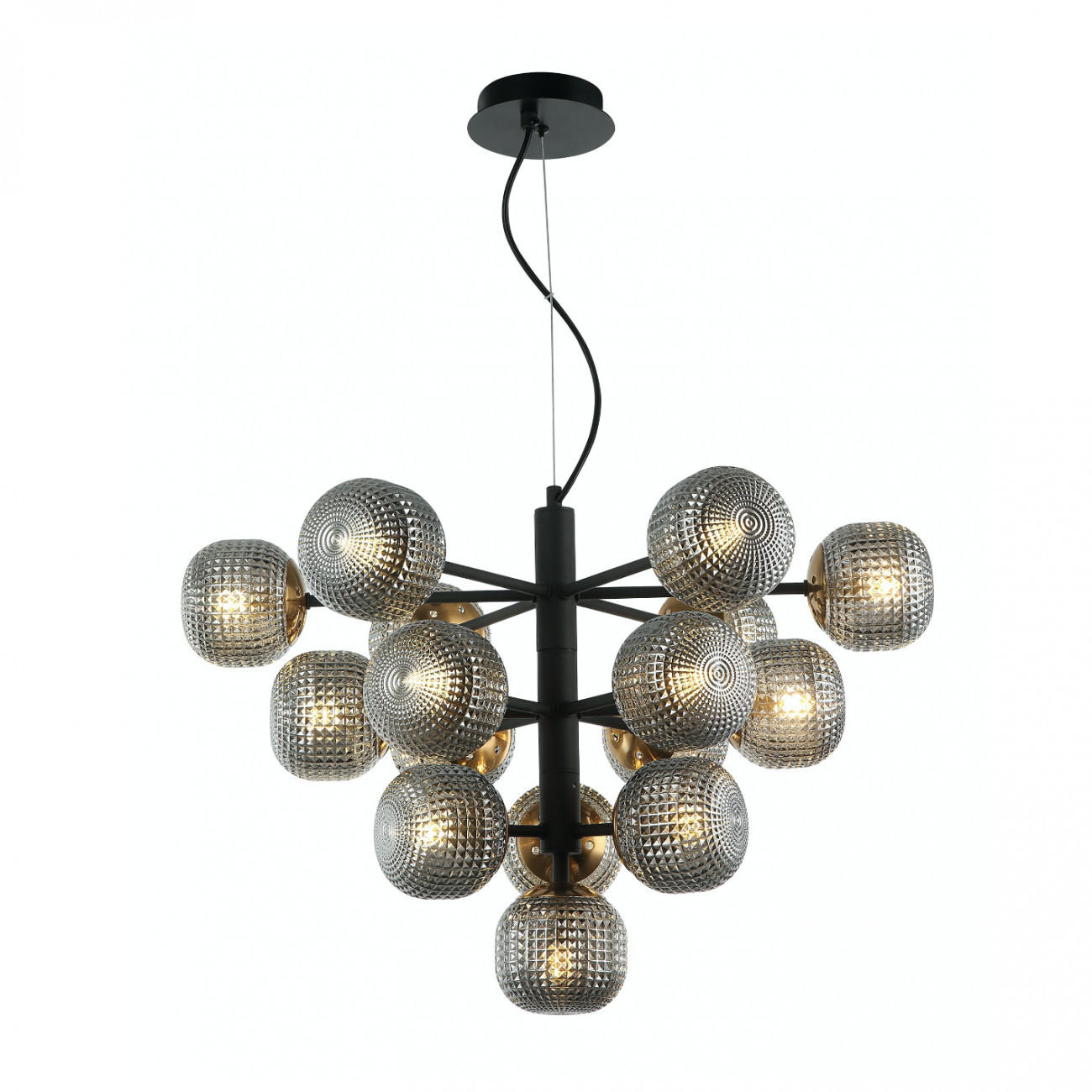 HÄNGELEUCHTE Anastasia, Schwarz und gold, 41cm - Goldfarben, Glas (41/59/41cm) - KOSILUM