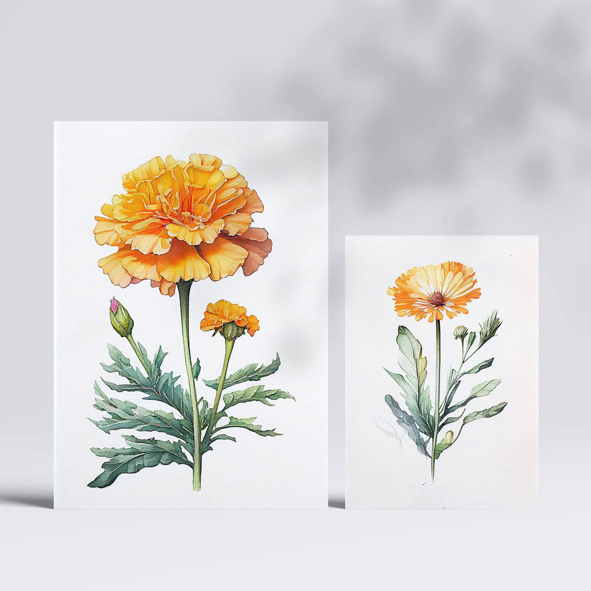 POSTER Set Mit 6 Orangefarbene Blumen Vollfarbige Blumenmotiven A3 & A4 Rahmenlos - Klar, Papier (29/3cm) - Nacnic