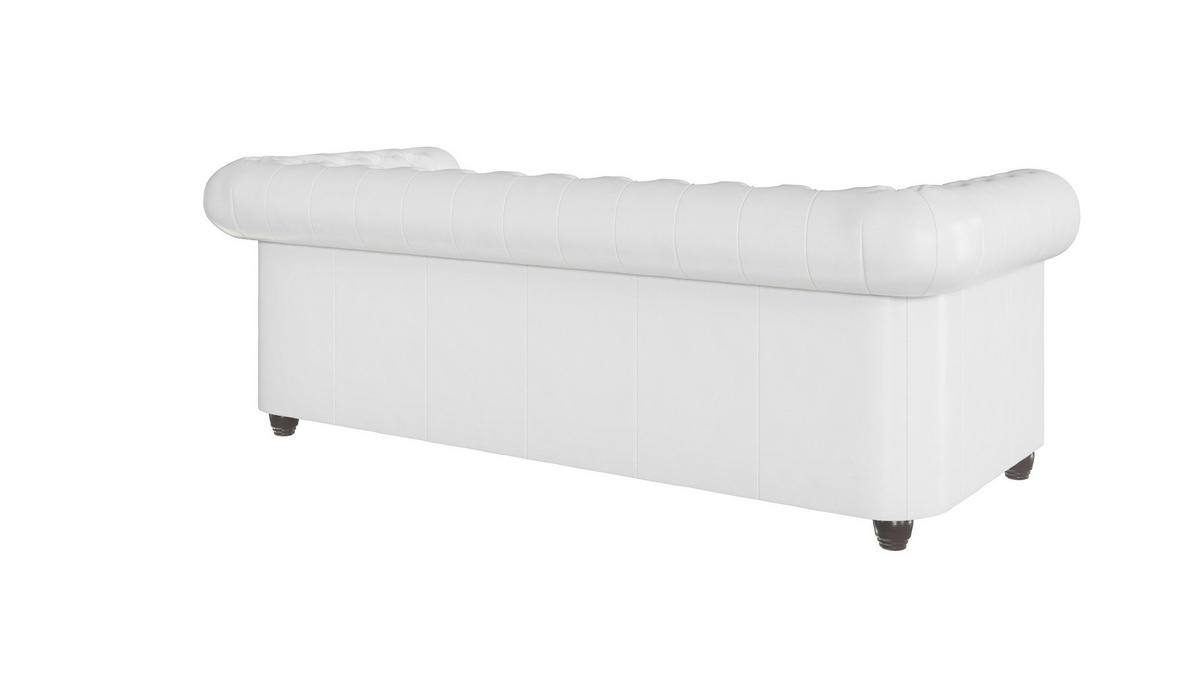 CHESTERFIELD-SOFA 3-sitzer Morin Weiß vegan Leder - Weiß/Braun, Holz/Textil (203/72/86cm) - S-Style Möbel