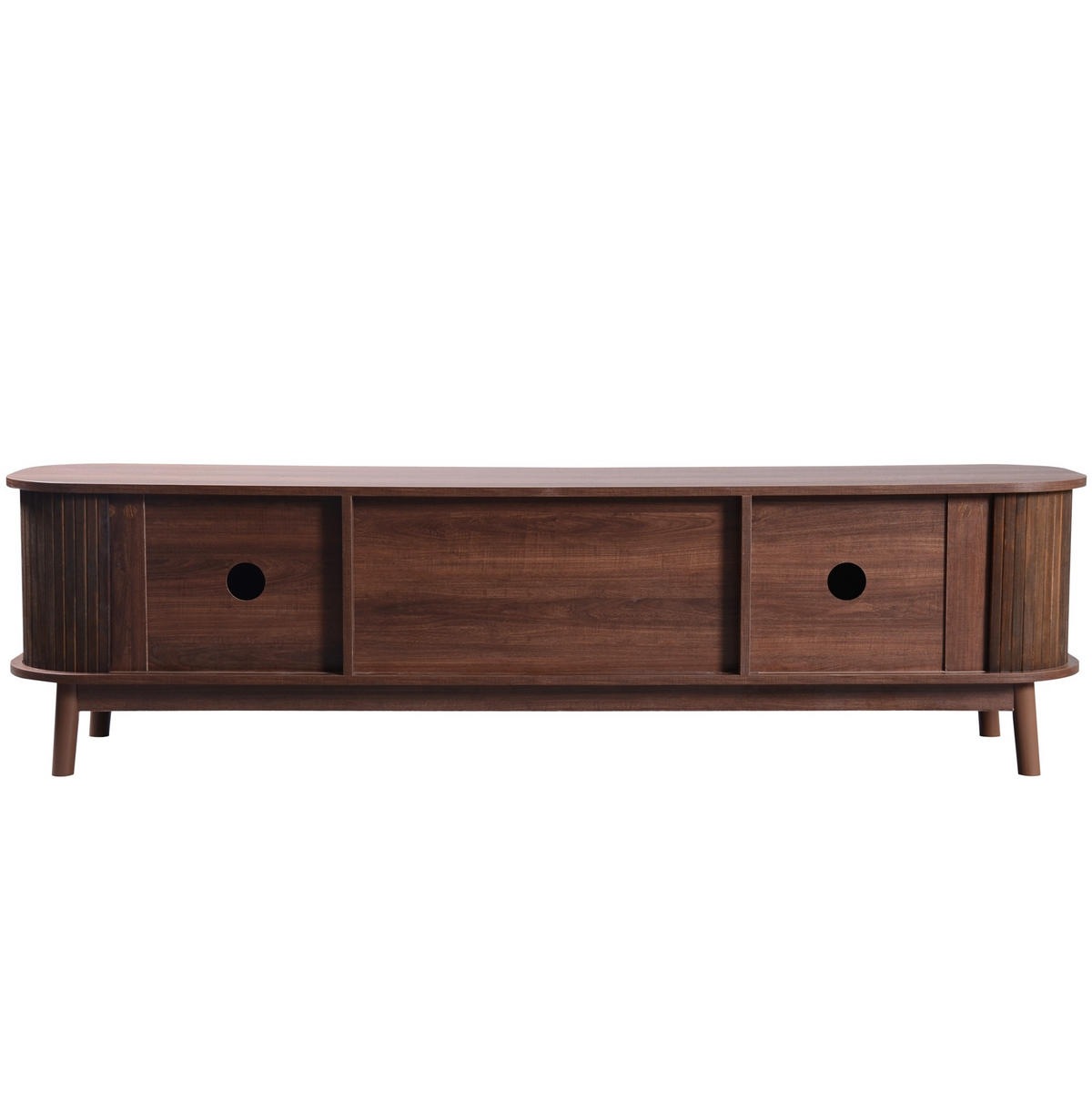 TV ormarić 170/39,5/46 cm prirodna boja drva od MDF-a i masivnog drva s vratima i ladicama od ratana - prirodne boje, drvni materijal (170/46/39.5cm) - OKWISH