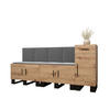 GARDEROBEN-SET 95/210/45,6 - Schwarz/Eiche Artisan, Holz/Kunststoff (210/95/45.6cm) - Abiks Möbel