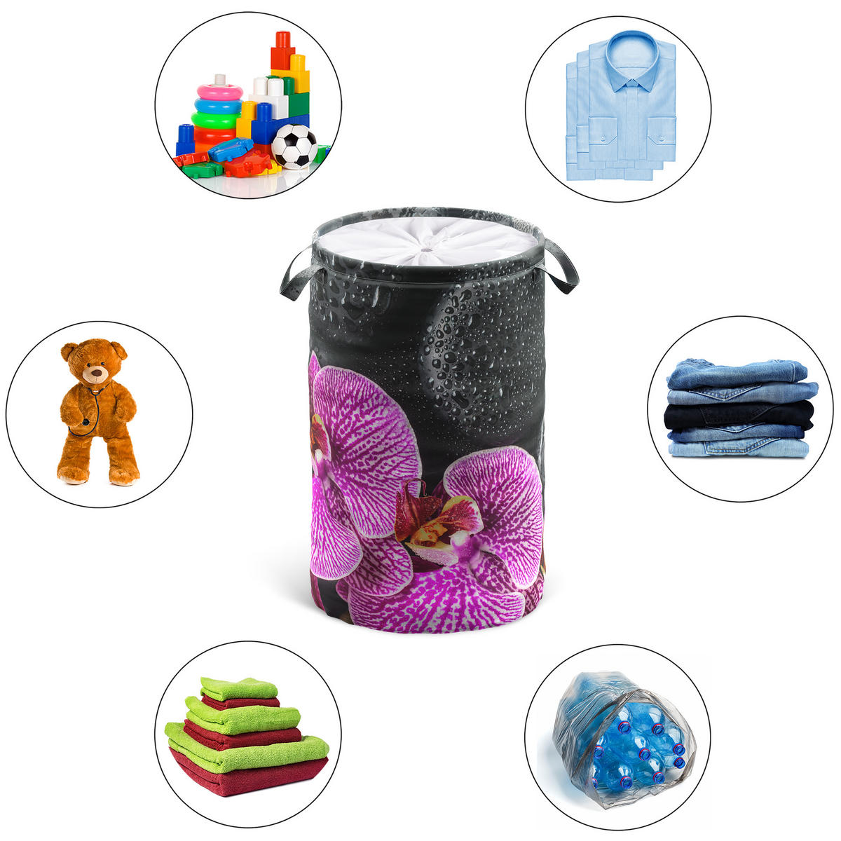 WÄSCHEKORB Madeira - Schwarz, Textil (37/55/55cm) - Sanilo