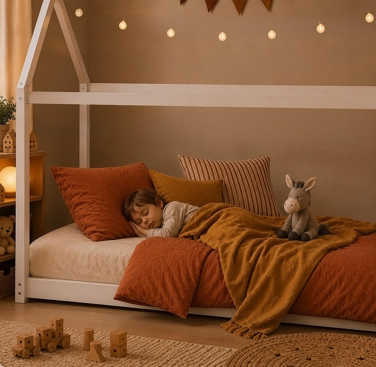 HAUSBETT 90/200 cm weiß - Weiß, Holz (206/141/96cm) - Homestyle4u