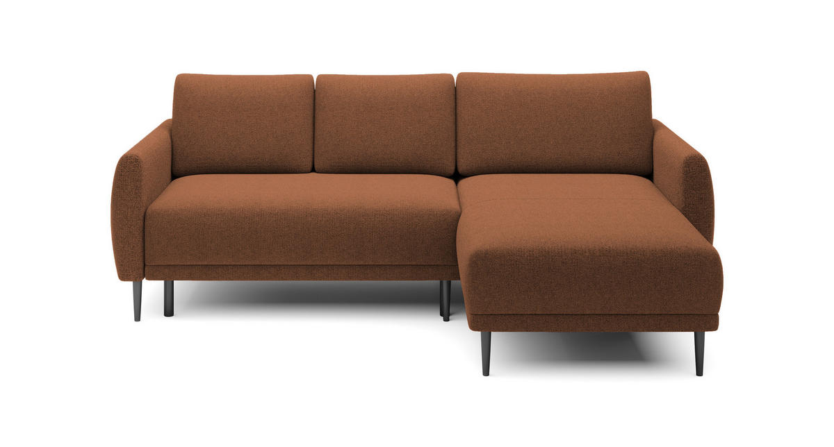 ECKSOFA Bono – Stilvolles Sofa mit Schlaffunktion, Robuste Holzfüße, Elegante Armlehnen, Tiefe Sitzfläche 226x164x88 cm – Rechte, Braun - Braun, Holz/Textil (226/164cm) - DomoHome