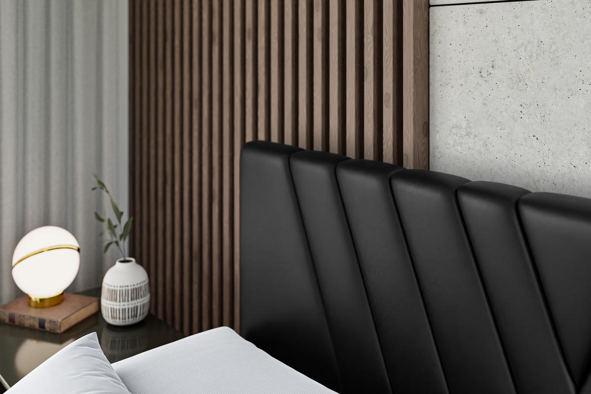 BOXBETT mit Matratze H3 und Lattenrost - ERNINA - 200x200 cm Schwarz Hochglanz - Schwarz Hochglanz, Holzwerkstoff (200/200cm) - ALTDECOR