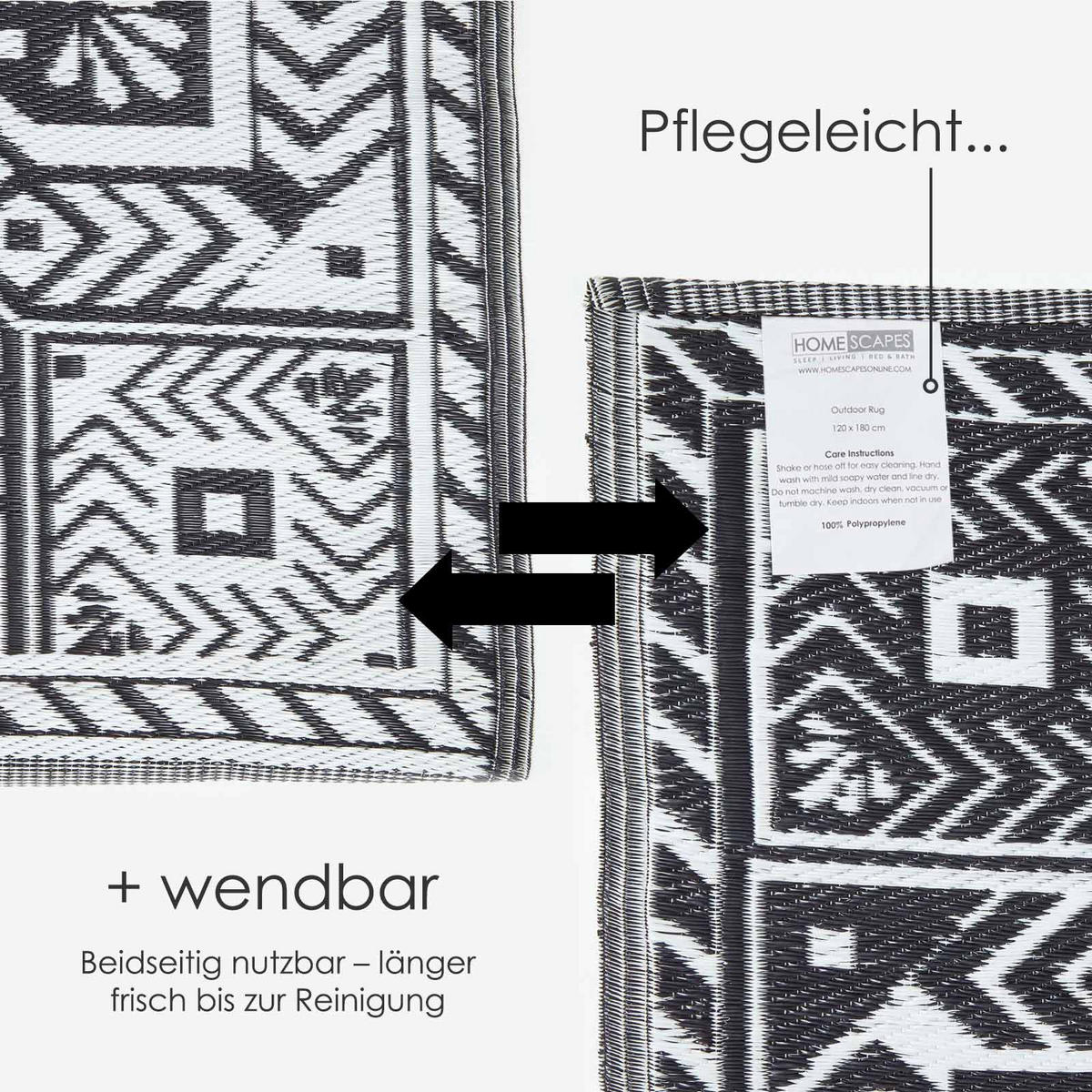 OUTDOORTEPPICH Ethno-Muster 120/180 cm - Multicolor, Kunststoff (122/182cm) - Homescapes