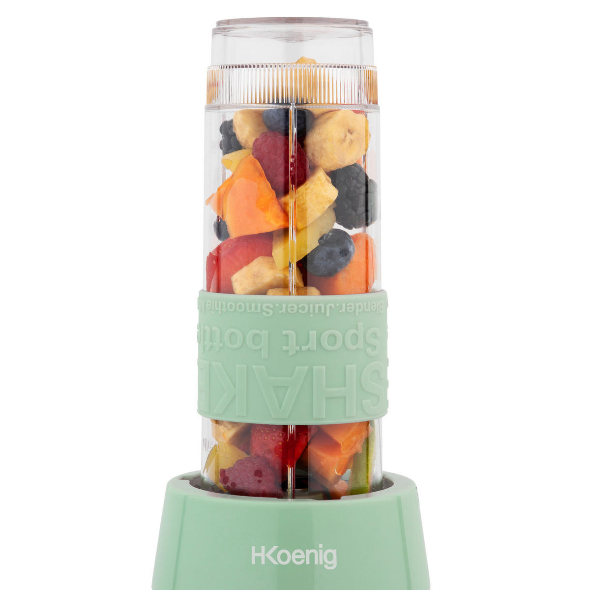 SMOOTHIE Maker SMOO18 Grün, 570ml, BPA-frei, 2 tragbare Flaschen, Edelstahlklingen, 300W - Grün, Metall (11.3/35/15cm) - HKoenig