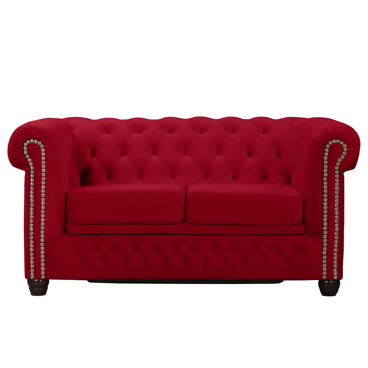 2-SITZER SOFA - Buchefarben/Rot, Buchenholz/Textil (148/72/86cm) - home24
