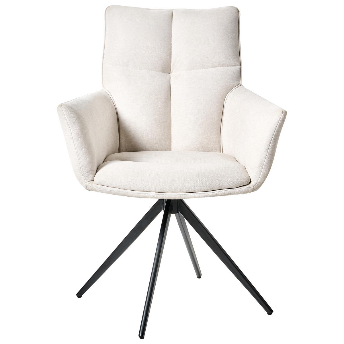 ESSZIMMERSTUHL drehbar Stoff Cremeweiß Corbie - Creme/Schwarz, Holz/Textil (62/89/67cm) - Beliani