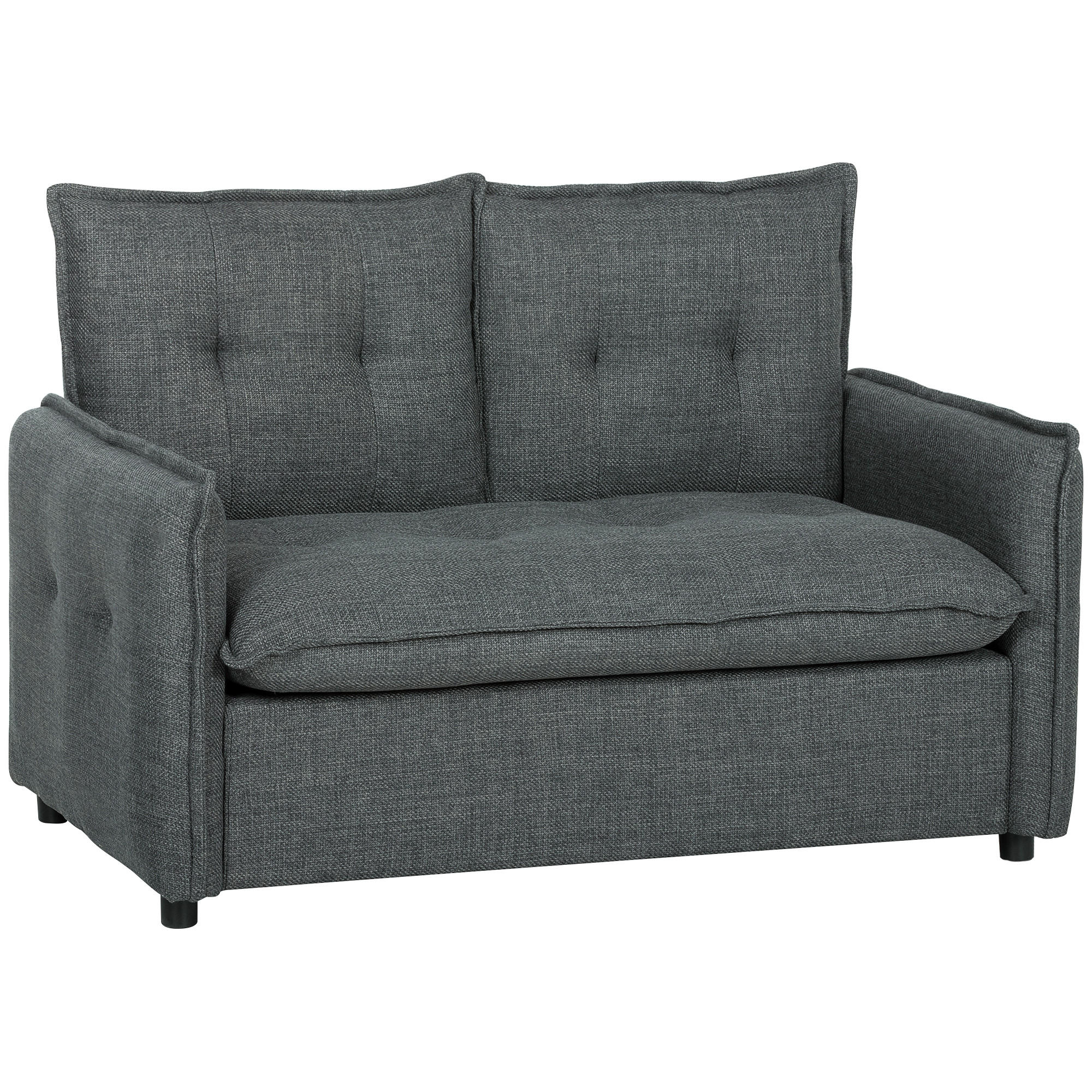 SOFA, 2-Sitzer, 131cm, Leinenstoff, Federkernkissen, dunkelgrau - Multicolor, Holzwerkstoff (131/85/75cm) - FORIOUS