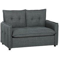 SOFA, 2-Sitzer, 131cm, Leinenstoff, Federkernkissen, dunkelgrau - Multicolor, Holzwerkstoff (131/85/75cm) - FORIOUS
