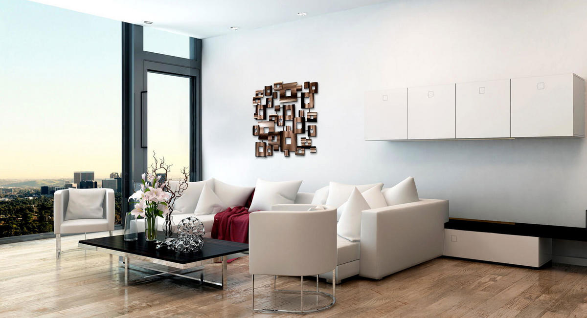 WANDDEKO Kupfer 100/100 cm - Kupferfarben, Metall (100/100/6cm) - KUNSTLOFT