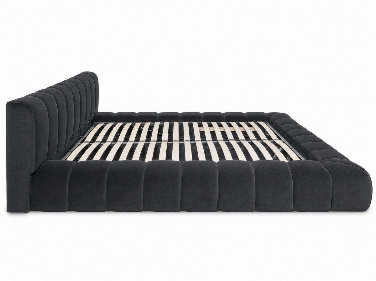 POLSTERBETT Adore Anthrazit 180/200 cm Samt mit Bettkasten - Anthrazit, Textil/Metall (180/200cm) - wonello