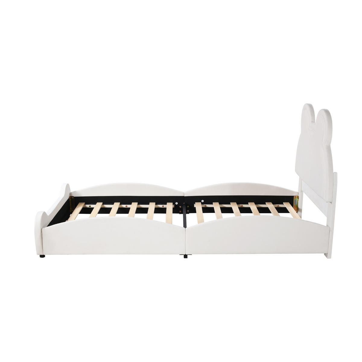 KINDERBETT Bärenform 90/200 cm weiß aus Samt - Weiß, Textil (90/200cm) - OKWISH