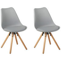 ESSZIMMERSTUHL 2er-Set Kunststoff Grau Dakota - Grau, Holz/Kunststoff (47/84/43cm) - Beliani