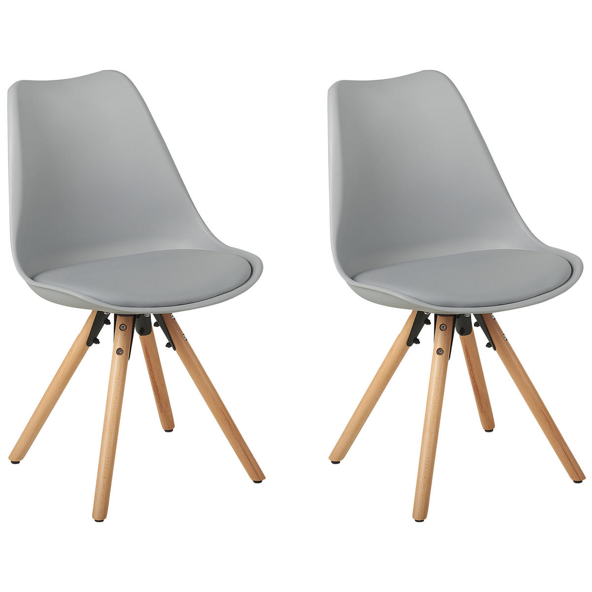 ESSZIMMERSTUHL 2er-Set Kunststoff Grau Dakota - Grau, Holz/Kunststoff (47/84/43cm) - Beliani