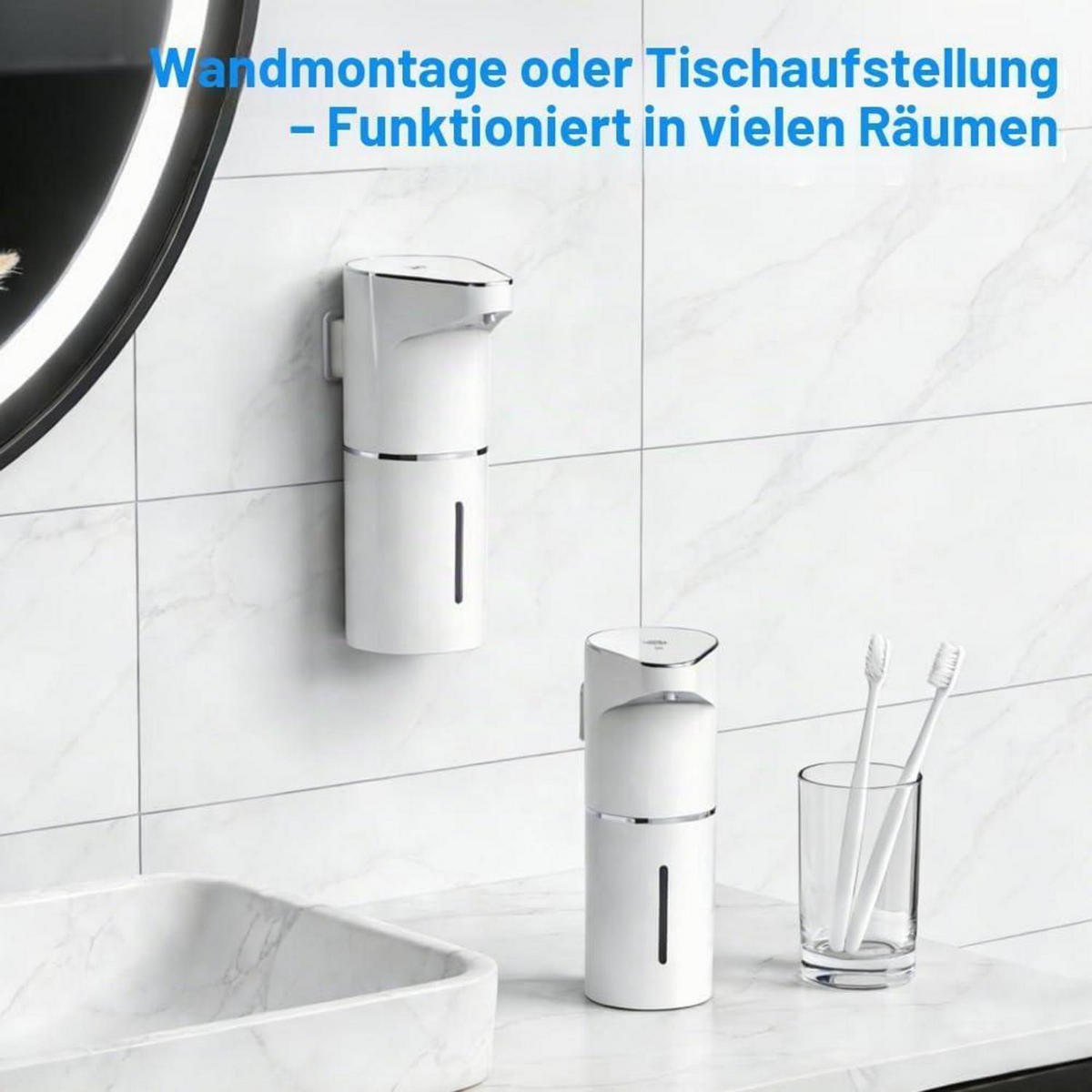 SEIFENSPENDER Automatisch Weiß USB Wiederaufladbar 350ml - Weiß, Kunststoff (11.6/7.5/19.6cm)