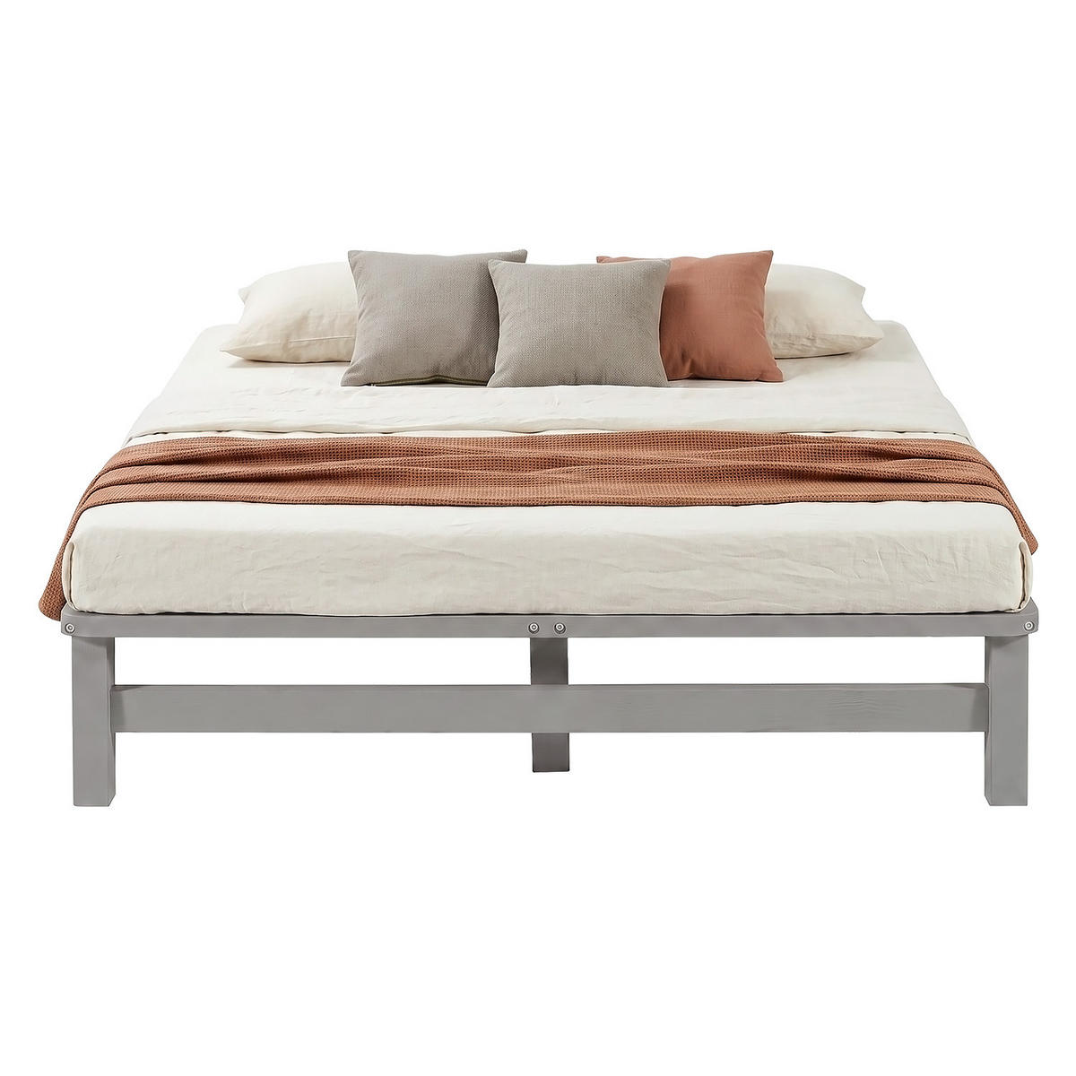 HOLZBETT mit Matratze 120/200 cm grau - Grau, Holz (120/200cm) - Homestyle4u