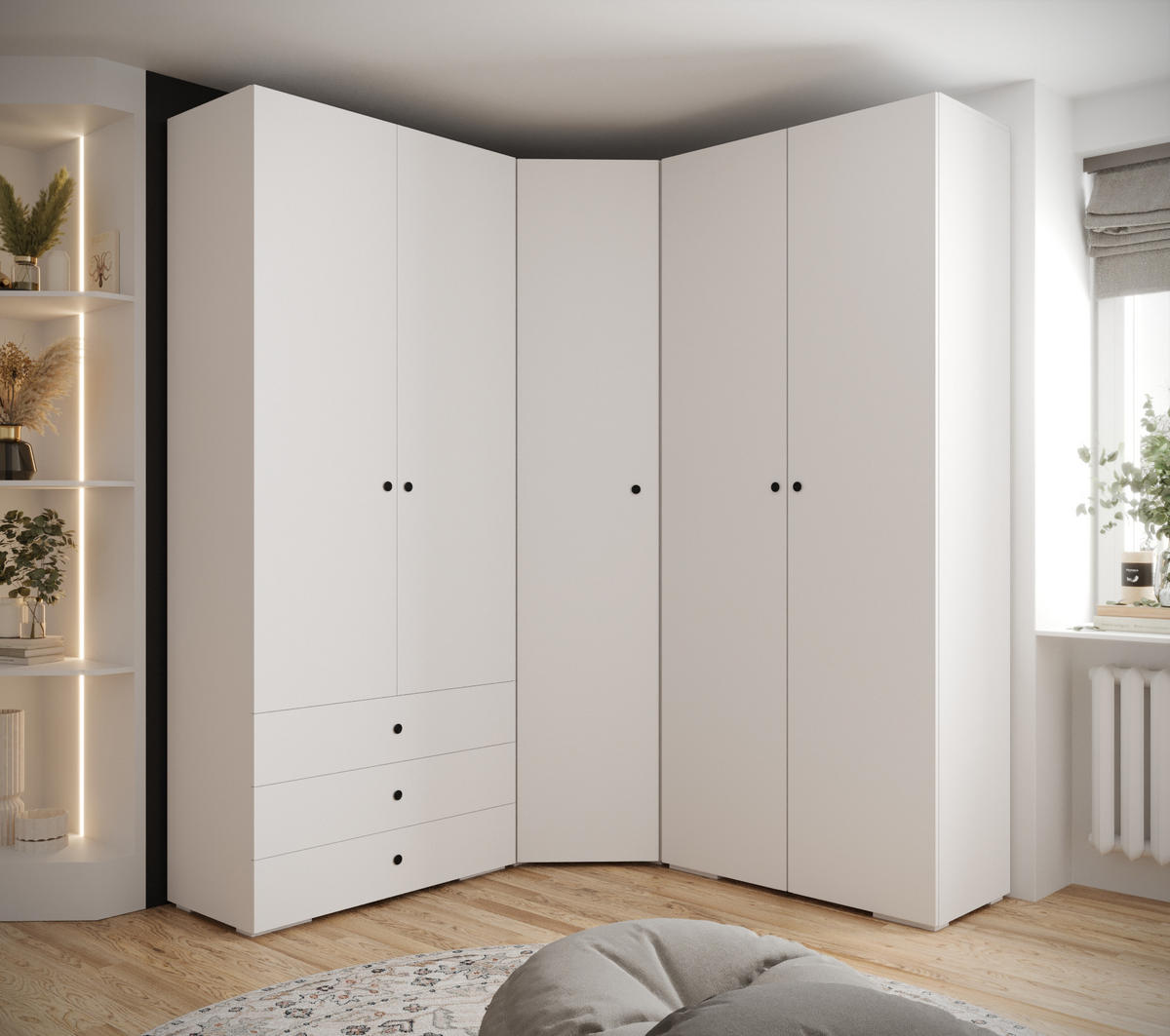 GARDEROBEN-SET 236,7/181,7/47 - Schwarz/Weiß, Holz/Kunststoff (181.7/236.7/47cm) - Abiks Möbel