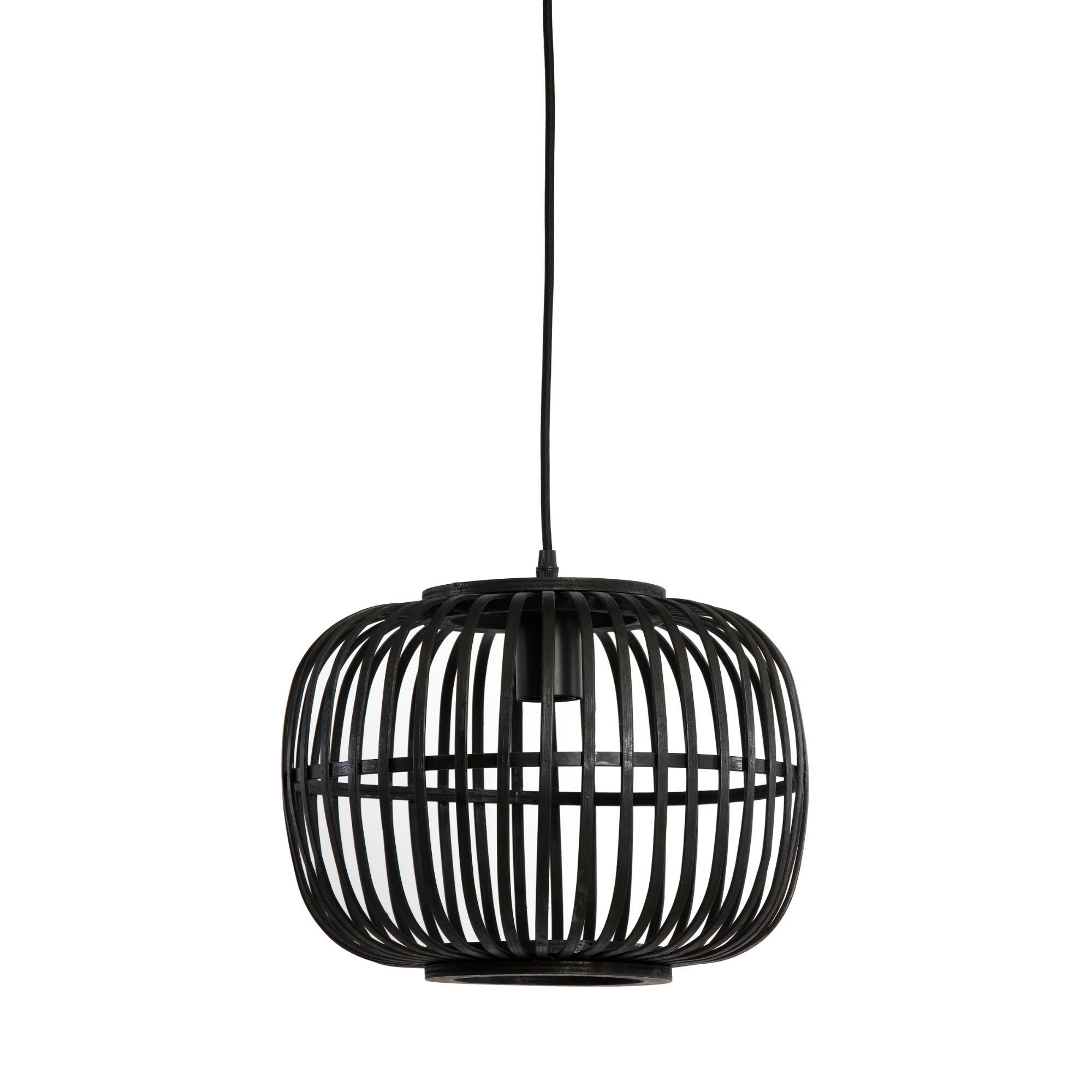 PENDELLEUCHTE Sassa Schwarz 34/34/24 cm - Schwarz, Holz (34/34/24cm) - Luqaza