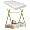 KINDERBETT Onejda mit Matratze - Naturfarben, Holz/Textil (80/160cm) - [en.casa]