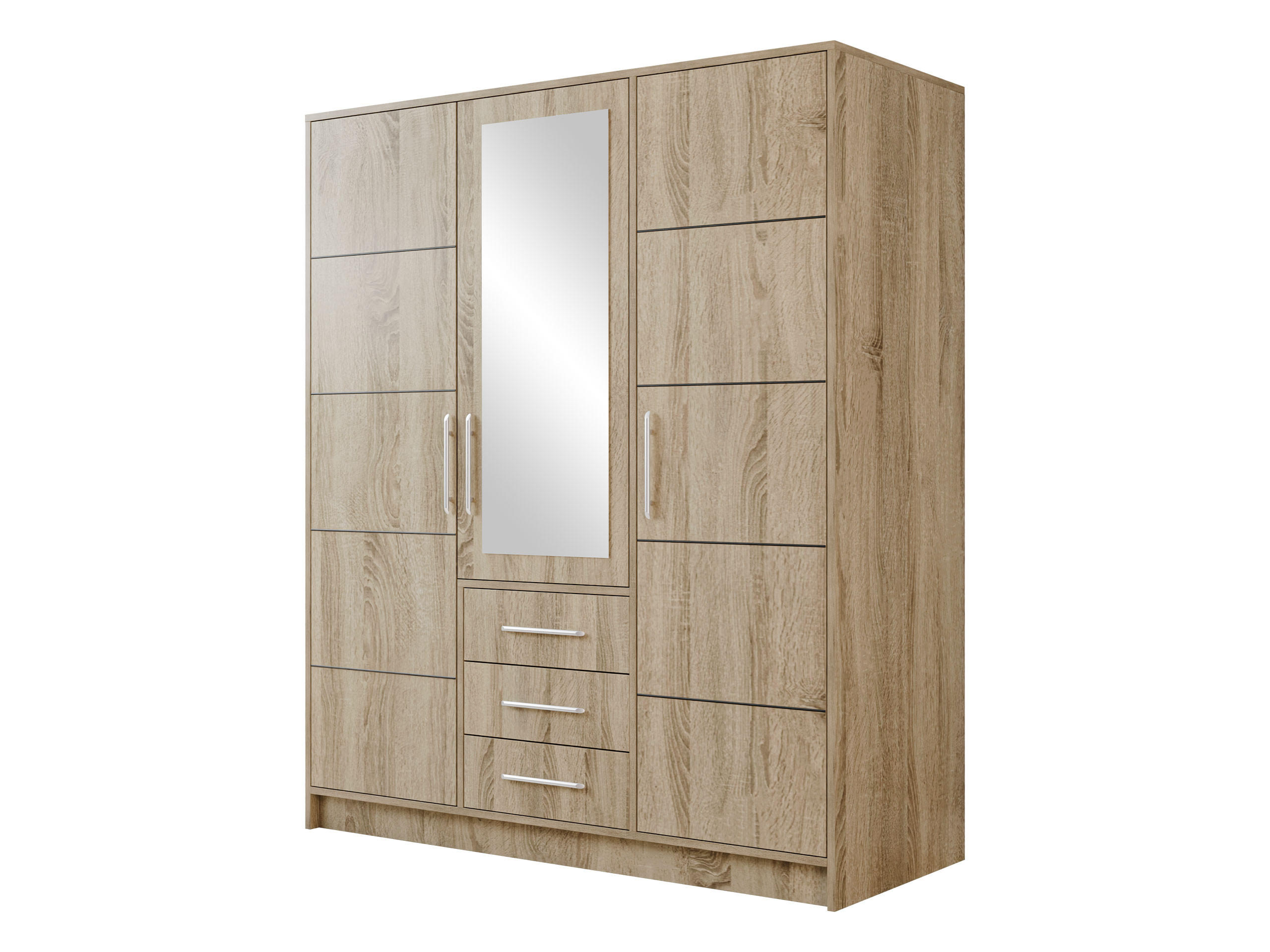 DREHTÜRENSCHRANK Bali D3 - Silberfarben/Sonoma Eiche, Holzwerkstoff/Kunststoff (58/200/147cm) - MIRJAN24