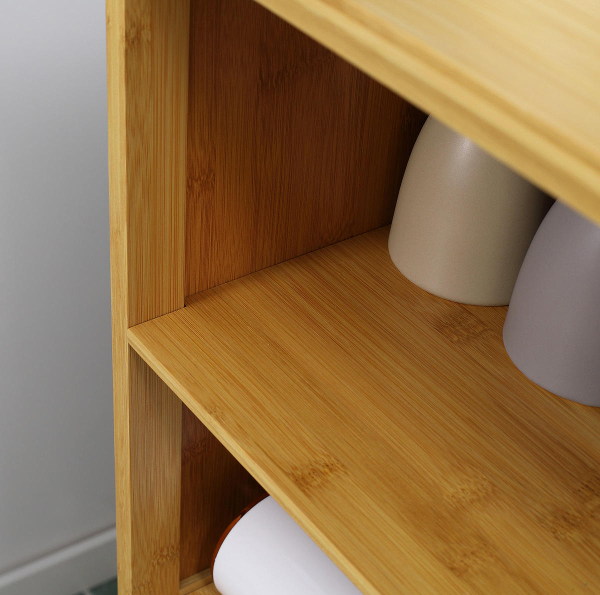 MIDISCHRANK 50/29/92 cm aus Bambus mit Lamellentüren und Kippschutz Natur - Naturfarben, Holzwerkstoff (50/92/29cm) - Modenvie