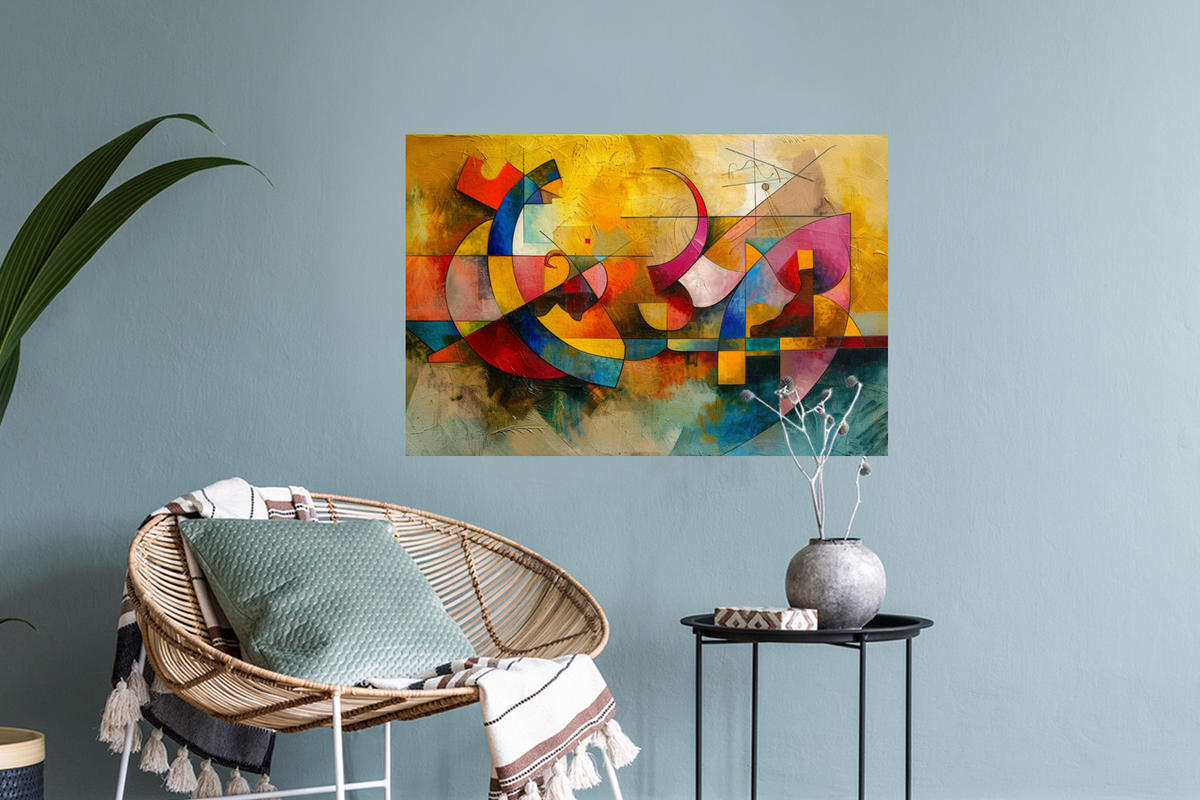 WANDTATTOO Kunst - Abstrakt - Modern 60x40 cm - Gelb, Kunststoff (60/40/0.1cm) - MuchoWow