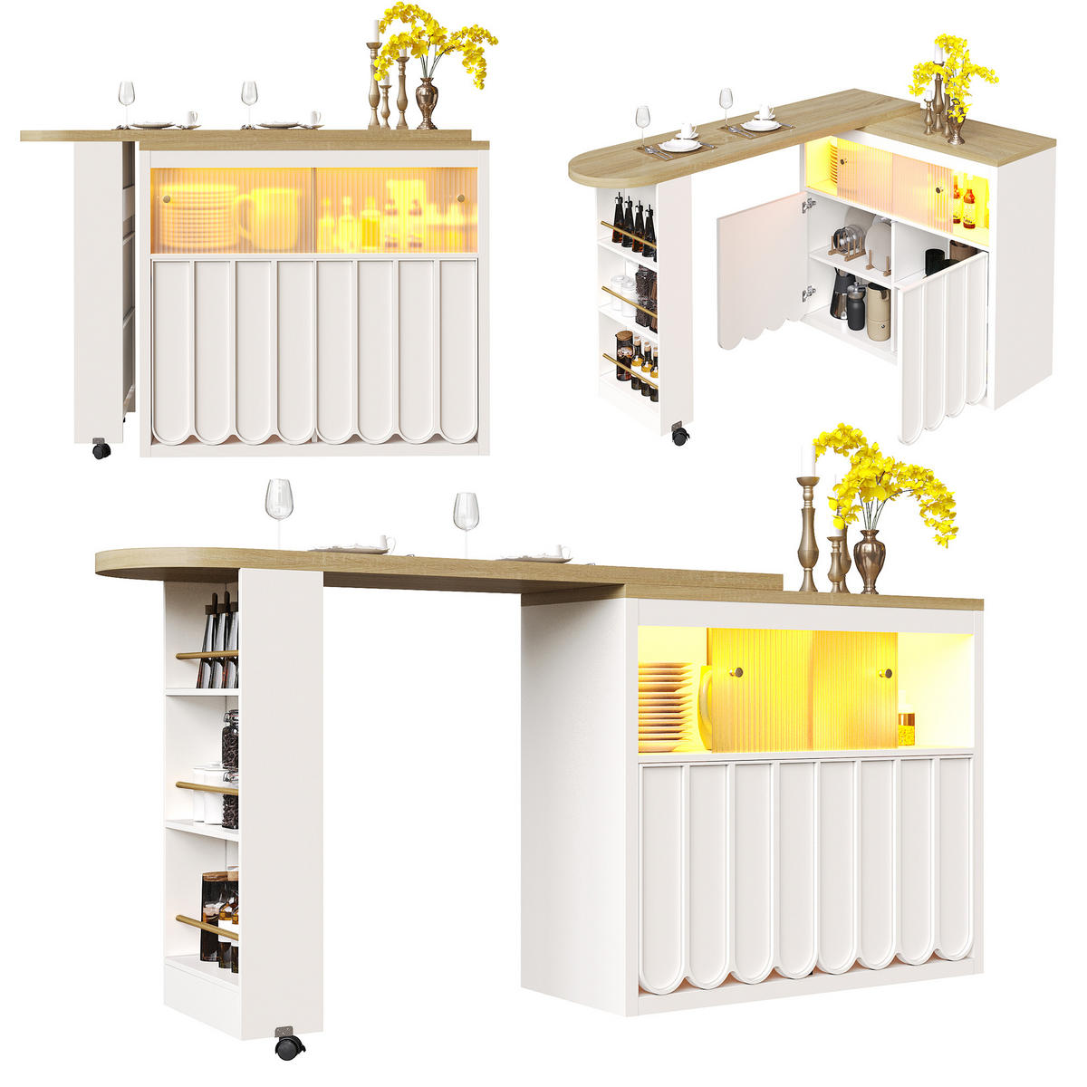 BARTISCH DE-38350 135/205 cm ausziehbar mit LED-Beleuchtung Weiß - Weiß, Holzwerkstoff (39/135/100cm) - ComfortXL