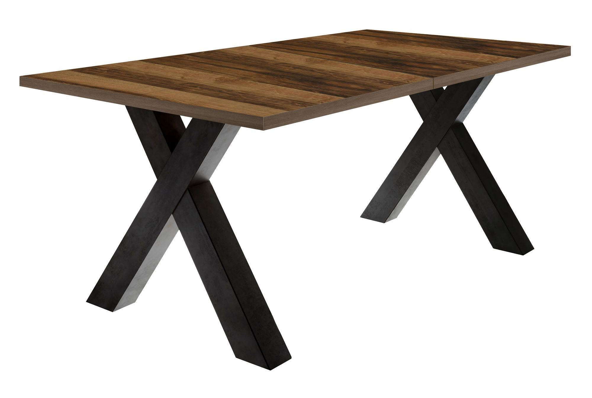 ESSTISCH ausziehbar Eike 7 160 x 90 x 75 Esszimmertisch Schwarzstahl/Plankeneiche - Alteiche, Holz (160/90/75cm) - 58aufmkessel