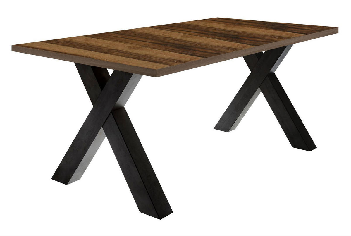 ESSTISCH ausziehbar Eike 7 160 x 90 x 75 Esszimmertisch Schwarzstahl/Plankeneiche - Alteiche, Holz (160/90/75cm) - 58aufmkessel