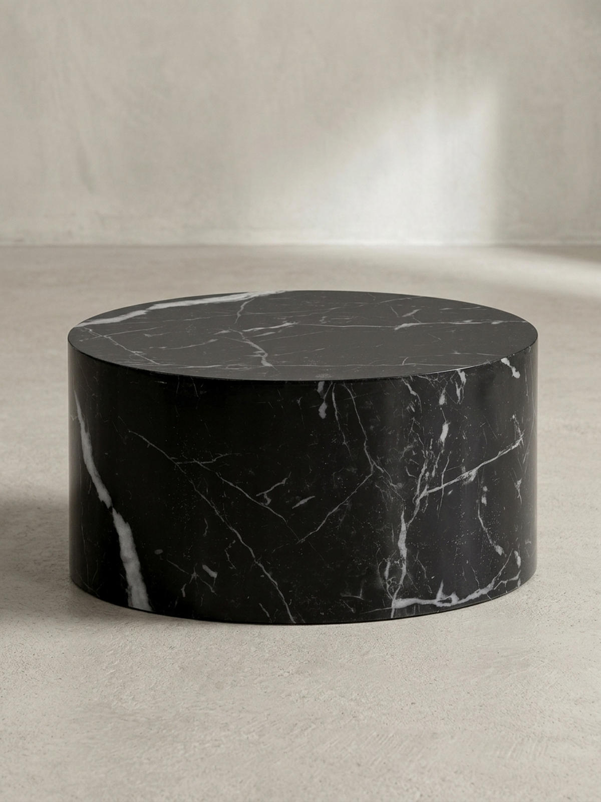 COUCHTISCH mit Hochglanz-Oberfläche, Marmor-Optik, Design rund, Schwarz 60x60x30 cm - Schwarz, Holzwerkstoff (60/60/30cm) - KADIMA DESIGN
